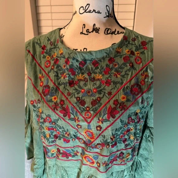 Umgee Sage Green and Embroidered dress - Picture 9 of 11